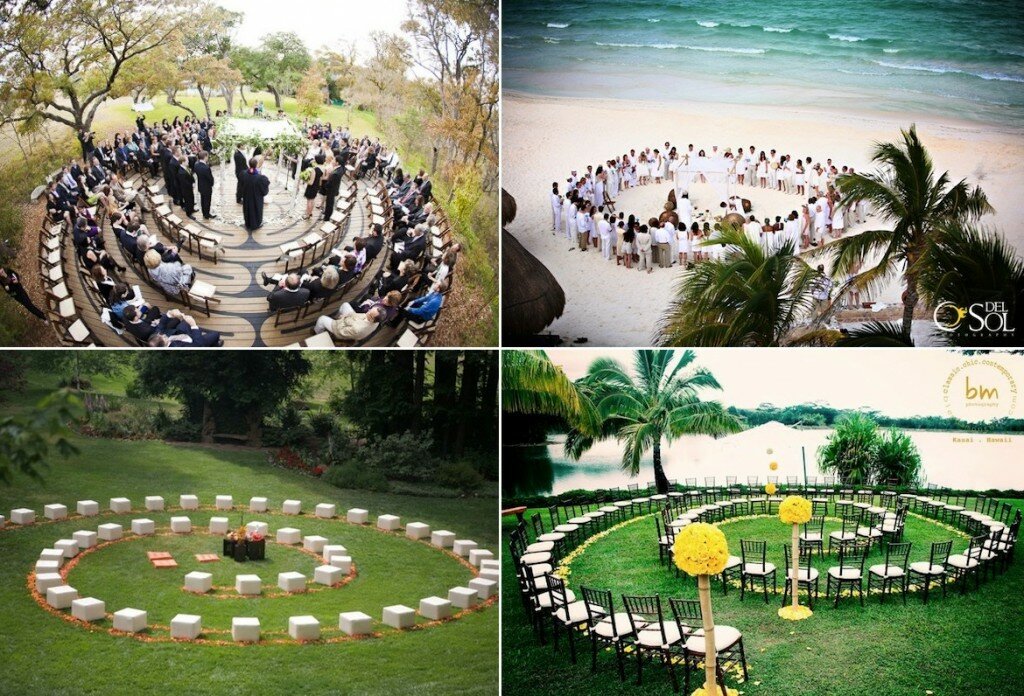Circular Ceremony Seating Photo credits clockwise from top left Ben