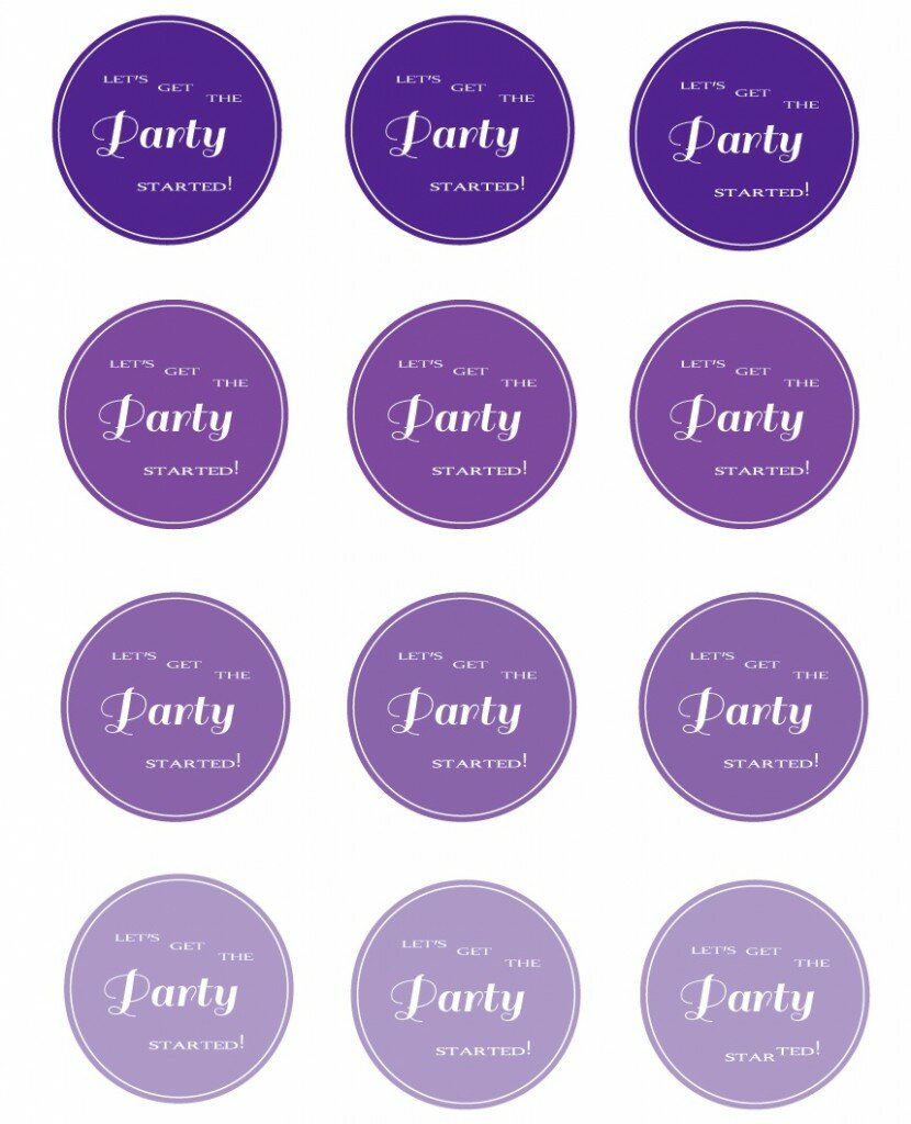 Free Printables - Get the party started label (Purple hues) Free Printables - Get the party started label (Purple hues)